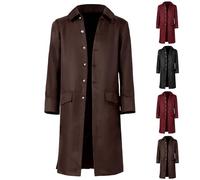 Men's Steampunk Victorian Jacket Gothic Vintage Coat Lapel Jacket Mens Medieval Windbreaker Single Breasted Overcoat Renaissance Trench Coat Cosplay Halloween Costume Pirate Cosplay Uniform