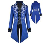 Men's Steampunk Vintage Tailcoat Jacket Gothic Tailcoat Coat Carnival Costumes,Medieval Clothing Men,Halloween Costume Men (Blue, S)