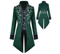 Men's Steampunk Vintage Tailcoat Jacket Gothic Tailcoat Coat Carnival Costumes,Medieval Clothing Men,Halloween Costume Men (Green, XXL)