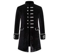 Men's Steampunk Vintage Velvet Tailcoat Jacket Gothic Victorian Medieval Long Coat Halloween Uniform Costume Overcoat for Winter Autumn