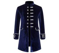 Men's Steampunk Vintage Velvet Tailcoat Jacket Gothic Victorian Medieval Long Coat Halloween Uniform Costume Overcoat for Winter Autumn