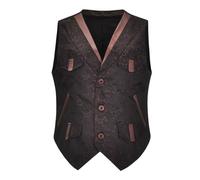 Mens Steampunk Waistcoat Classic Suit Vest Victorian Steampunk Waistcoat Gothic Paisley Formal Suit Vest Vintage Floral Tuxedo Jacket with Pocket Medieval Waistcoats for Wedding Party Business