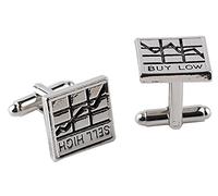 Mens Steel Color Buy Low Sell High Business Salesman Chart Square Cufflinks Cuff Links