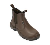 Mens Steel Toe Cap Safety Dealer Leather Boots Security Protective Shoes (8, Brown - FF103)
