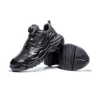 Mens Steel Toe Cap Trainers Comfort Mecha Type Speedy Laces Non Slip Safety Shoes Breathable Industrial Work Sneakers Black