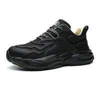 Mens Steel Toe Cap Trainers Non Slip Safety Work Shoes Breathable Air Cushion Anti-Smashing Puncture Proof Shoes,Black,6.5 UK