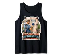 Mens Step Away from The Thermostat Funny Dad Security System Tank Top