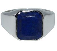 Mens Sterling 925 Silver Blue Lapis Signet Ring with Octagon Emerald cut Genuine Gemstone Jewellery (Z+3)