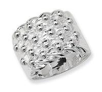 Men's Sterling Silver 5 Row Keeper Ring, Rhodium Plated 23mm Width, Heavy Weight (Z+1)