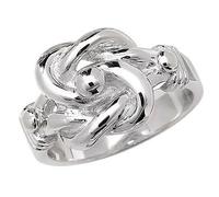 Men's Sterling Silver Knot Ring, Polished, Rhodium Coated 17mm Width (X)