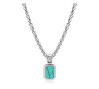 Men's Sterling Silver Necklace with Two-in-One Turquoise & Black Onyx Pendant M