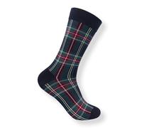 Men's Stewart Modern Tartan Crew Socks | Mid-Weight Combed Cotton Casual Socks, UK Size 6-9 (Gift for Him)