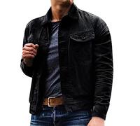 Mens Stone Wash Jacket Men Cotton Jacket Slim Fit Casual Coat Destroying Washed Jackets Loose Fit Leisure Jackets Vintage Style Workwear Button-Down Outerwear With Pockets Coat Streetwear