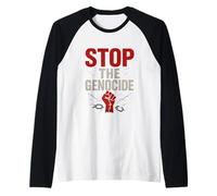 Mens Stop The Genocide Human Rights Awareness Raglan Baseball Tee