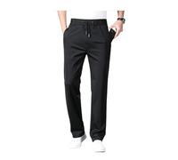 Men's Straight Anti-Wrinkle Casual Pants, Ice Silk Breathable Fast Dry Stretch Pants, Casual Straight Slim Trousers (Black,5XL)
