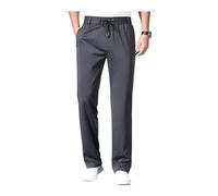 Men's Straight Anti-Wrinkle Casual Pants, Ice Silk Breathable Fast Dry Stretch Pants, Casual Straight Slim Trousers (Dark Gray,3XL)