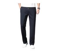 Men's Straight Anti-Wrinkle Casual Pants, Ice Silk Breathable Fast Dry Stretch Pants, Casual Straight Slim Trousers (Blue,Large)
