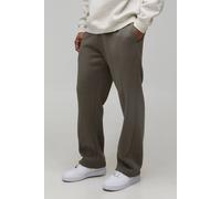 Men's Straight Fit Pintuck Washed Jogger | Khaki | Size Medium | BOOHOOMAN