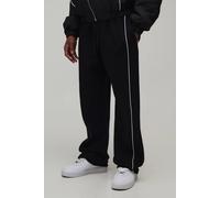 Men's Straight Fit Piping Jogger | Black | Size 4X-Large | BOOHOOMAN