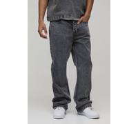 Men's Straight Flared Washed Jeans With Let Down Hem | Mid Grey | Size 30R | BOOHOOMAN