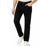 Mens Straight Leg Denim Jeans, Comfortable Hard Wearing Jean, Stylish & Classic Plain Fashion Trousers for Men Regular Fit Cotton Denim Pants, Black-44W / 27L