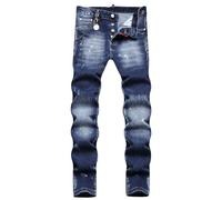 Men's Straight Leg Denim Trousers Fashionable Individual Stretch Jeans Black Skinny Jeans Tube Jeans Pentagram Colourful Flip Paint Denim Trousers Casual Trousers Vintage Motorcycle Trousers, A-02