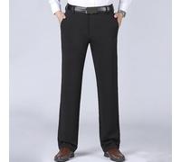 Men's Straight Leg Dress Pants, Elastic Waist Formal Business Trousers, Solid Color Suit Slacks for Office(33 Black)