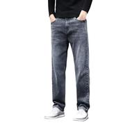 Mens Straight Leg Jeans Regular Fit Denim Trousers, Blue, M/32