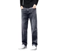 Mens Straight Leg Jeans Regular Fit Denim Trousers, Grey, M/32