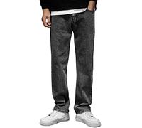 Mens Straight Leg Jeans Stonewash Office Jeans for Men UK,Basic Plain Straight Leg Heavy Duty Denim Wash Jean Classic Designer Fit Casual Work Wear Zip Fly Pants Pocket Trousers Grey 26