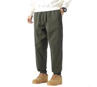 Men's Straight Leg Loose Fit Casual Trousers Ankle Length Solid Color Work Pants Optimized for American Body Dimensions Polyester Spandex (2XL Green)