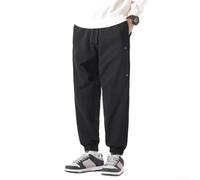 Men's Straight Leg Loose Fit Casual Trousers Ankle Length Solid Color Work Pants Optimized for American Body Dimensions Polyester Spandex (XL Black)