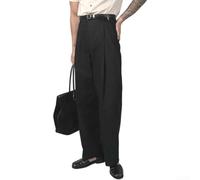 Men's Straight Leg Suit Pants Loose Fit Business Casual Trousers Full Length Solid Color Work Commuting Dress Pants for American Style Black Loose Fit Business Pants(5XL Black)