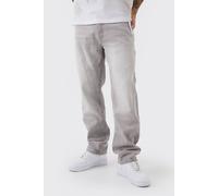 Men's Straight Rigid Tinted Washed Denim Jeans | Light Grey | Size 28R | BOOHOOMAN