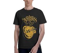 Men's Straits Rock Band Dire Cotton T-Shirts Classic Crewneck Short Sleeves Simple&Versatile Daily Commute Essential Black XL