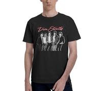 Men's Straits Rock Band Dire Cotton T-Shirts Classic Crewneck Short Sleeves Simple&Versatile Daily Commute Essential Black 3XL