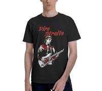 Men's Straits Rock Band Dire Cotton T-Shirts Classic Crewneck Short Sleeves Simple&Versatile Daily Commute Essential Black XXL