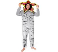Men's Stranger Things Kigurumi Onesie - Grey Adult Halloween Costume for Cosplay & Loungewear, Size M