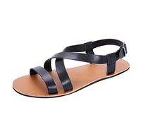 Men's Strappy Flat Sandals, Lightweight Open Toe Summer Sandals with Adjustable Ankle Buckle, Casual Beach Sandals for Holiday, Garden, Walking, Driving, Outdoor Leisure and Everyday Wear