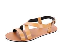 Men's Strappy Flat Sandals, Lightweight Open Toe Summer Sandals with Adjustable Ankle Buckle, Casual Beach Sandals for Holiday, Garden, Walking, Driving, Outdoor Leisure and Everyday Wear