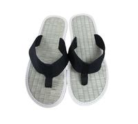 Men's Straw Flip Flops Men's Summer Slippers Lightweight Slippers Indoor Slides Casual Beach Sandals Knitted Sole Slider Outdoor Indoor Slippers Vintage Sliders Breathable Summer Shoes, black, 8.5 UK