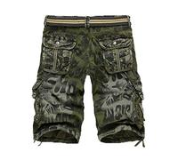 Men's Street Camouflage Leopard Print Shorts Multi-Pocket Heavy Metal Rock Style