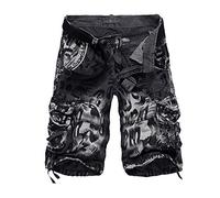 Men's Street Camouflage Leopard Print Shorts Multi-Pocket Heavy Metal Rock Style