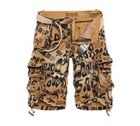 Men's Street Camouflage Leopard Print Shorts Multi-Pocket Heavy Metal Rock Style