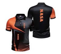 Mens Stretch 3D Polo Shirts for N.A.S.A Soft Underwear Print Half Sleeve Collared Short Sleeved Patchwork Tee Top Clothes Training T-Shirts-ZongS||xx_l