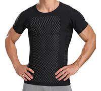 mens stretch body shaper - slanke korte mouwen taille trimmer compressie shirt sport- voor afslanken het lichaam