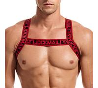 Men's Stretch Fitness Shoulder Strap - Muscle Harness & Chest Bandage Strap, Red, L/XL