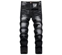 Men's Stretch Skinny Jeans Slim Fit Distressed Tapered Leg Stretch Biker Denim Pants Men's Ripped Slim Fit Skinny Destroyed Distressed Straight Leg Jeans