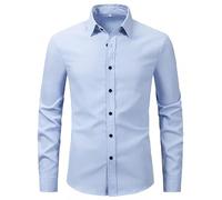 Men's Stretch Slim Wrinkle Free Dress Shirts Regular Fit Long Sleeve Button Down Shirts Non Iron Business Top (Light Blue,3XL)