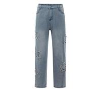 Mens Stretch Straight Leg Baggy Jeans Men's 90s Hip Hop Jeans Stretch Regular Jeans with Wide Leg Denim Trousers Vintage Y2K Straight Leg Jeans Boys Trousers Harajuku Streetwear Pants Y2K Jeans